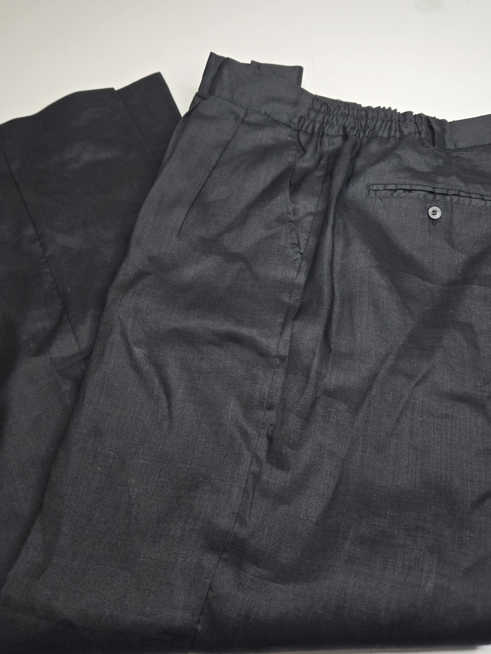 Godbody Collection 100% Linen Men's Black Dress Pants with Elastic Waistband